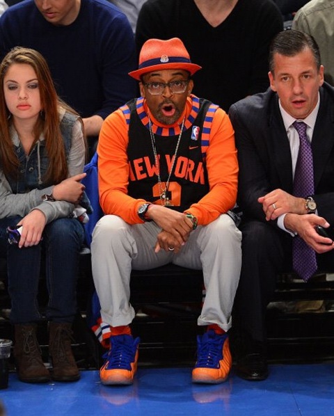 Spike-lee-courtside-in-knicks-Foamposites